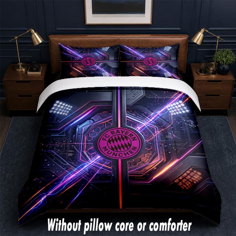 Bayern Munich Design Bed Bedding Set 1 Duvet Cover + 2 Pillowcases Soft Breathable Household Bed Linens