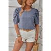 Sommer Damen T-Shirt Gewebter Jacquard Pompon Kurzarm Eckiger Ausschnitt Range Top
