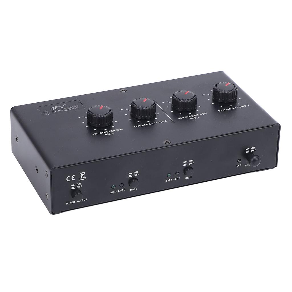 2 Channel Microphone Amplifier USB 5V DC Powered 48V Phantom Power Amplifier for Dynamic Condenser Mic Guitar