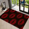 Red Lips Print DOORMAT Area Rug Carpet Bold Red Lipstick Kiss Marks On Dark Background Stylish Non-Slip Floor Mat for Entryway