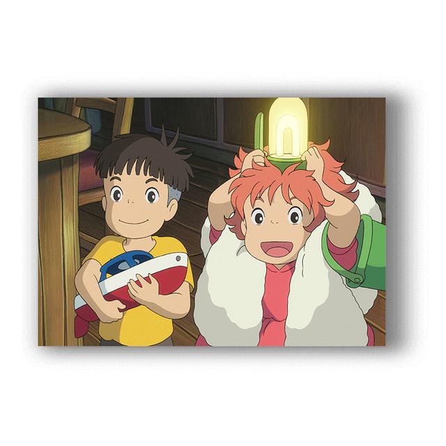 Klasický kreslený film Japonské anime Ponyo na útesu Malba na plátně do obývacího pokoje Dekorace dětského pokoje Domácí dekorace Bez rámu