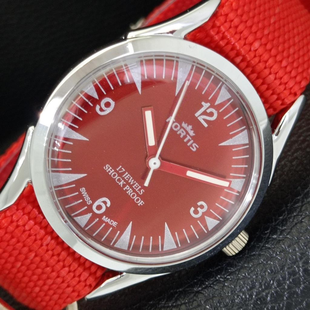 

ВИНТАЖНЫЕ ШВЕЙЦАРСКИЕ МУЖСКИЕ ЧАСЫ С РУЧНЫМ ЗАВОДОМ, ОТРЕСТАВРИРОВАННЫЕ, ЦИФЕРБЛАТ КРАСНОГО ЦВЕТА a701044-5 R205a-a701044