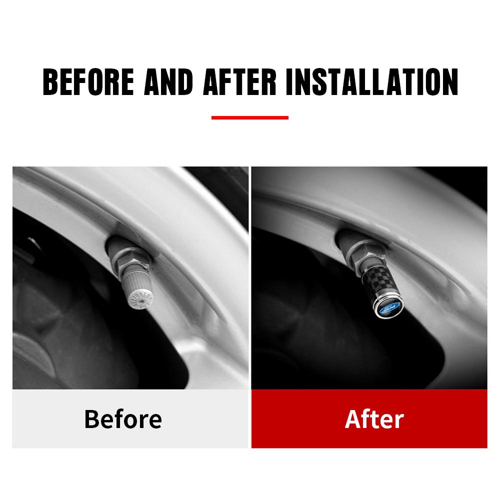 4Pcs Carbon Fiber Car Wheel Tire Valve Stem Air Cap Auto Decoration For Ford Fiesta Focus 2 Mk3 Mondeo Mk4 Ranger Kuga Mustang