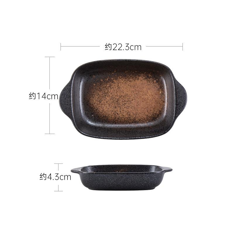 Internet Celebrity Japanese-Style Binaural Baking Pan, Cheese-Baked Rice Baking Pan, Commercial Oven Ceramic Pan, Household Baking Cake Cup