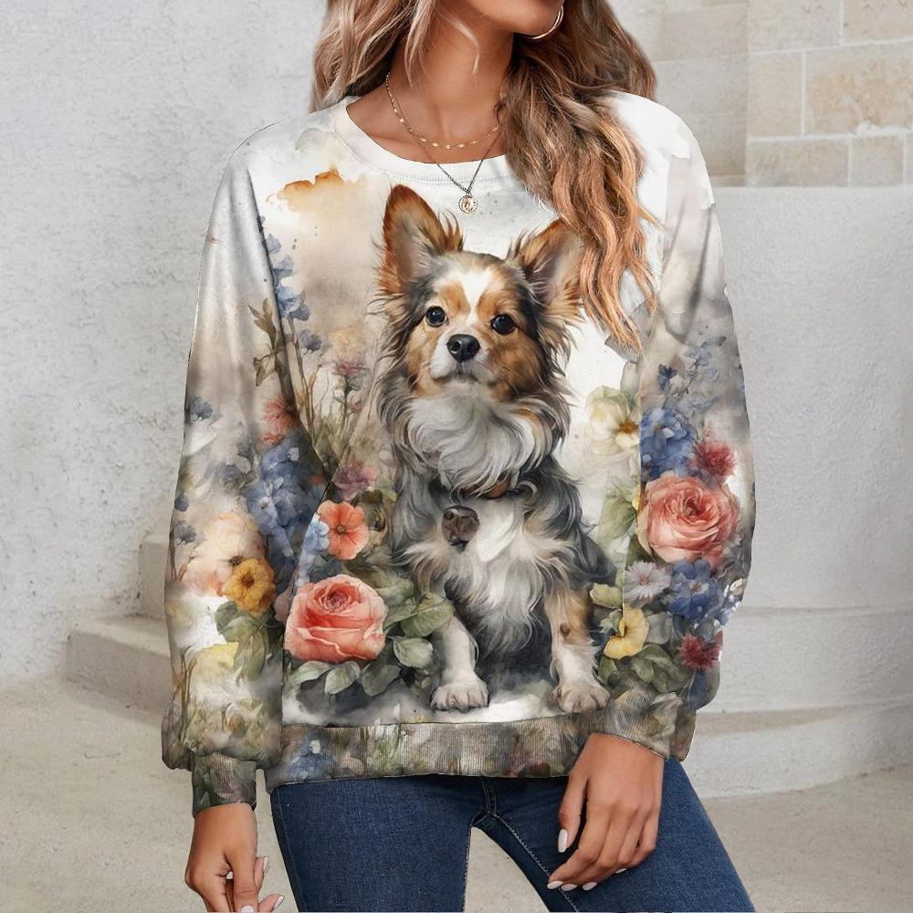 Süßes Tier Katze Hund Rundhals-Sweatshirt 3D-Druck Damen Y2k Streetwear Herbstmode Sweatshirts Pullover Damenbekleidung