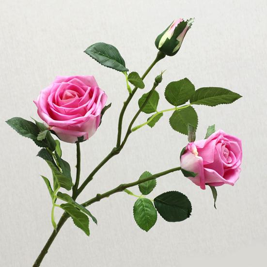 3 Branch Mini Rose Heads Artificial Flower Bouquet Faux Rose Bouquet with Stem for Wedding Party Home Office Floral Arrangement Table Decor