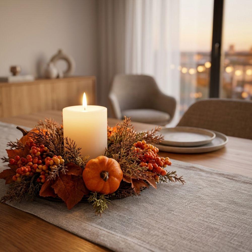 Fade Resistant Autumn Pumpkin Candle Holder Long Lasting Fall Harvest Wreath Door Decor