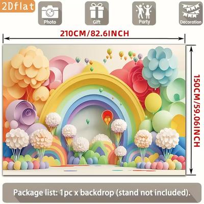 2D Cute Colorful Rainbow Backdrop Hot Air Balloon Photography Background