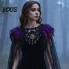 Feather Cape for Halloween Gothic Cloak Men Women, Tulle with Women's Party Wrap Shawl Shrug Shoulder Witch Cosplay Costume, Stage Performance Collar