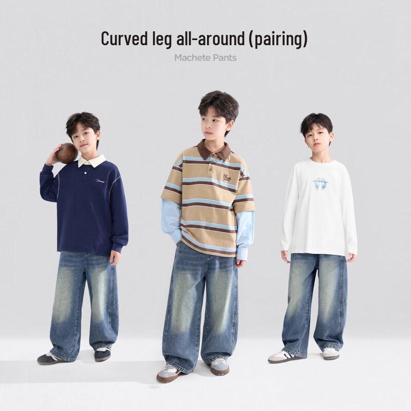 Zoxi Boys' Washed Denim Curved-Seam Pants