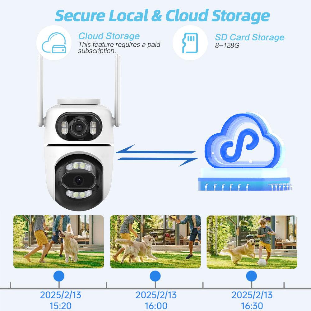 ICSee Dual-Lens 8MP HD Wireless Camera: 360° TPZ, Full Color, Waterproof for Indoor/Outdoor Use