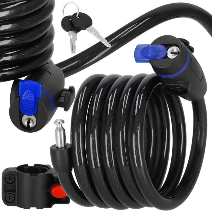 SPRINGOS Spiral Cable Lock for Bicycle - 180 Cm - 2 Keys