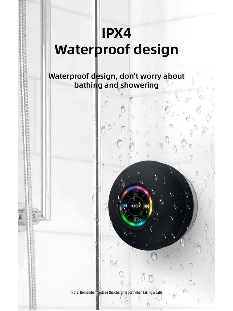 Portable Waterproof LED Bluetooth Speaker with Suction Cup - Mini Mobile Gift