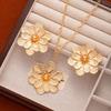Wind Fashion Flower Earrings Necklace Set Women'S Light Luxury Personality Exaggerated Sun Flower Stud Earrings Collarbone Chain