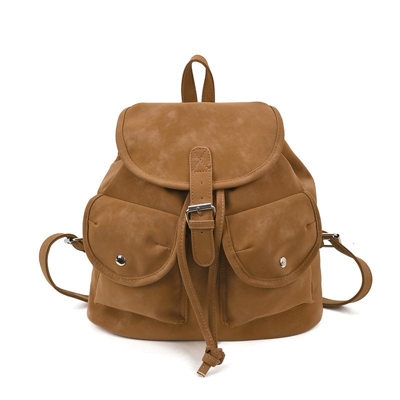 

Ретро рюкзак женский 2025 новая мода для прогулок, путешествий, повседневный рюкзак с двойным карманом, школьный рюкзак для студенток коричневый