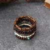 Handmade Beaded Bracelet Men Vintage Multi-Layer Elastic Cord Coconut Wood Beads  Adjustable Buddhist Prayer Mala Jewelry Gift