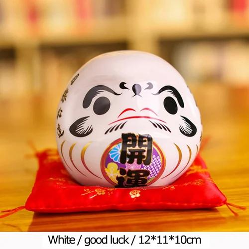 

4.5 inch Japanese Ceramic Daruma Figurine, FengShui Figure Zen Ornament, Lucky Charm Money Box, Home Tabletop Decor белый