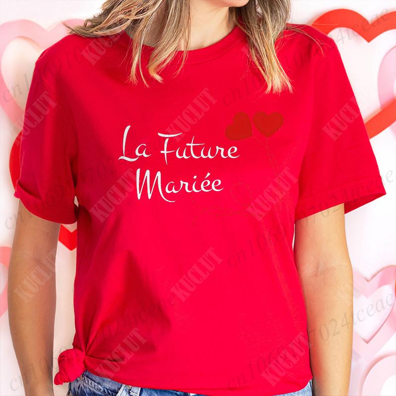 Bachelorette Hen Party Evjf Future Team Bride T-Shirt French Women Short Sleeved Tees Graphic Tops Bridal Shower Wedding Clothes