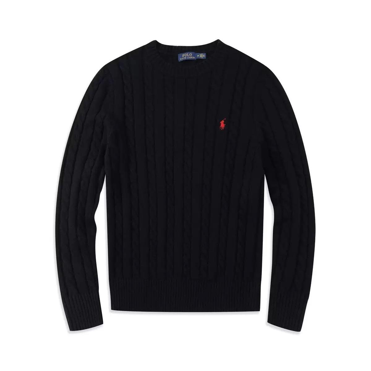 RogueWave Ronde Hals Pullover Modieuze Top Gebreide Trui Casual Trui Herenkleding Herfst/winter L zwart