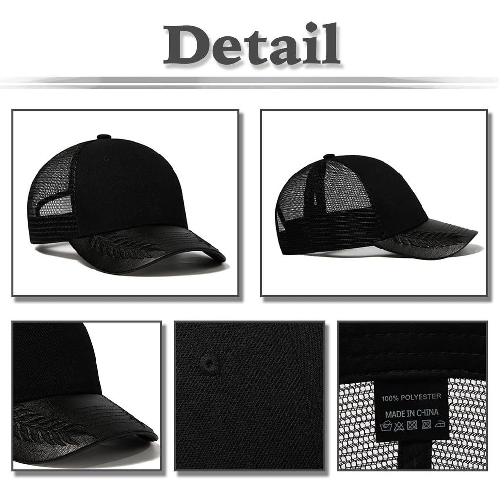 Plain Mesh Cap Hat Running Outdoor Women Men CA719 [White Fang] (Black)
