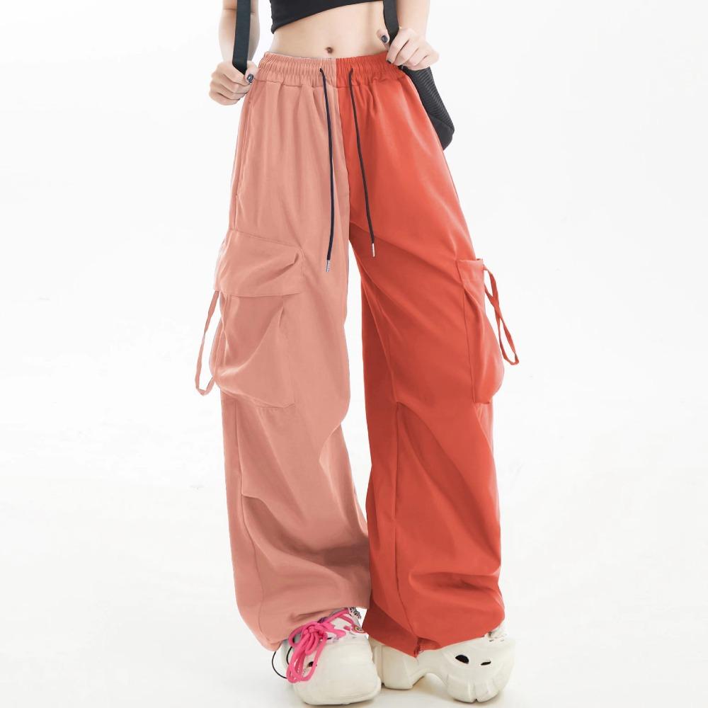 Americký kontrastní overal Hip-hop Barevně ladící Móda Ležérní Sportovní Kalhoty Dámské Jarní Volné Retro Trend Široké kalhoty