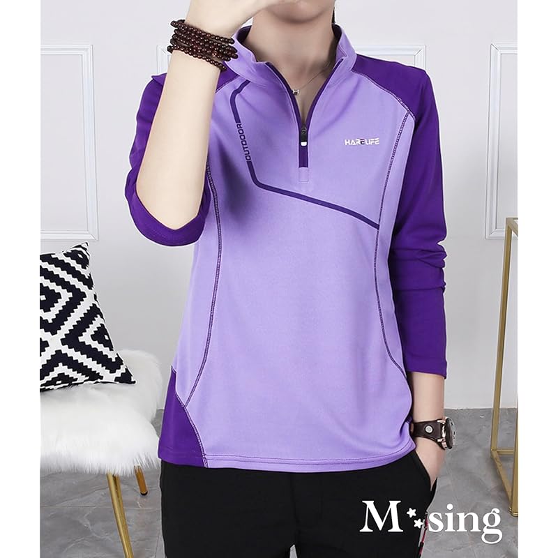 [M-Thing] Tops Training Wear Half Zip Bicolor Golf Wear Running Breathable Ladies Spring Summer Autumn Rush Shirt Thin T-shirt Big Size Fishing Wear