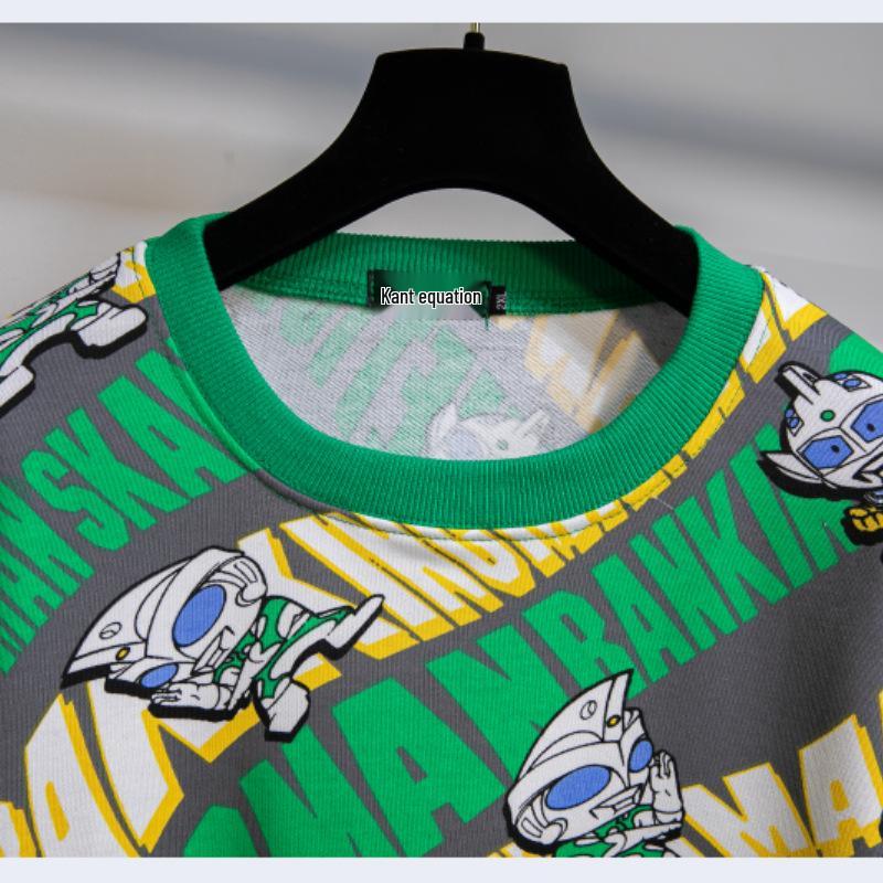 2025 Korean Style Mickey Print Oversized Round Neck Sweatshirt - Women's Long Sleeve Top for Spring & Autumn