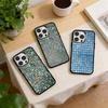 Glass Printed Pattern Phone Case For iPhone 17,16,15,14,13,12,11 Plus,Pro Max,XS,Colored Silver Plated Inside Cover