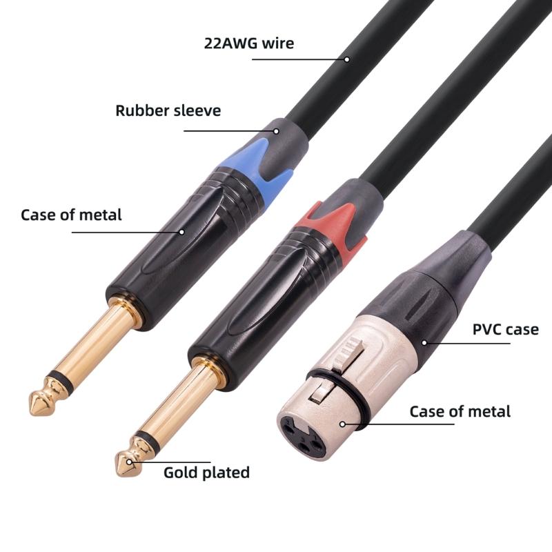 XLR Female to Dual 1/4 inch Y Splitter Cable,Female XLR to Double 6.35mm Mono TS Plug Mic Audio Converter Adapter Cord