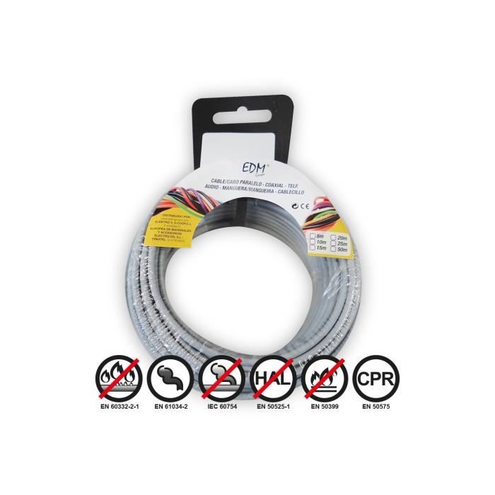 Fil électrique flexible sans halogène 1,5mm GENERIQUE - Bobine 20m - Gris