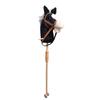 Stick Horse Toy for Children with Wheels and Wooden Handle, Plush Horse Head 100cm Pretend Play Prop for Home Role Play and Level-Floor Use