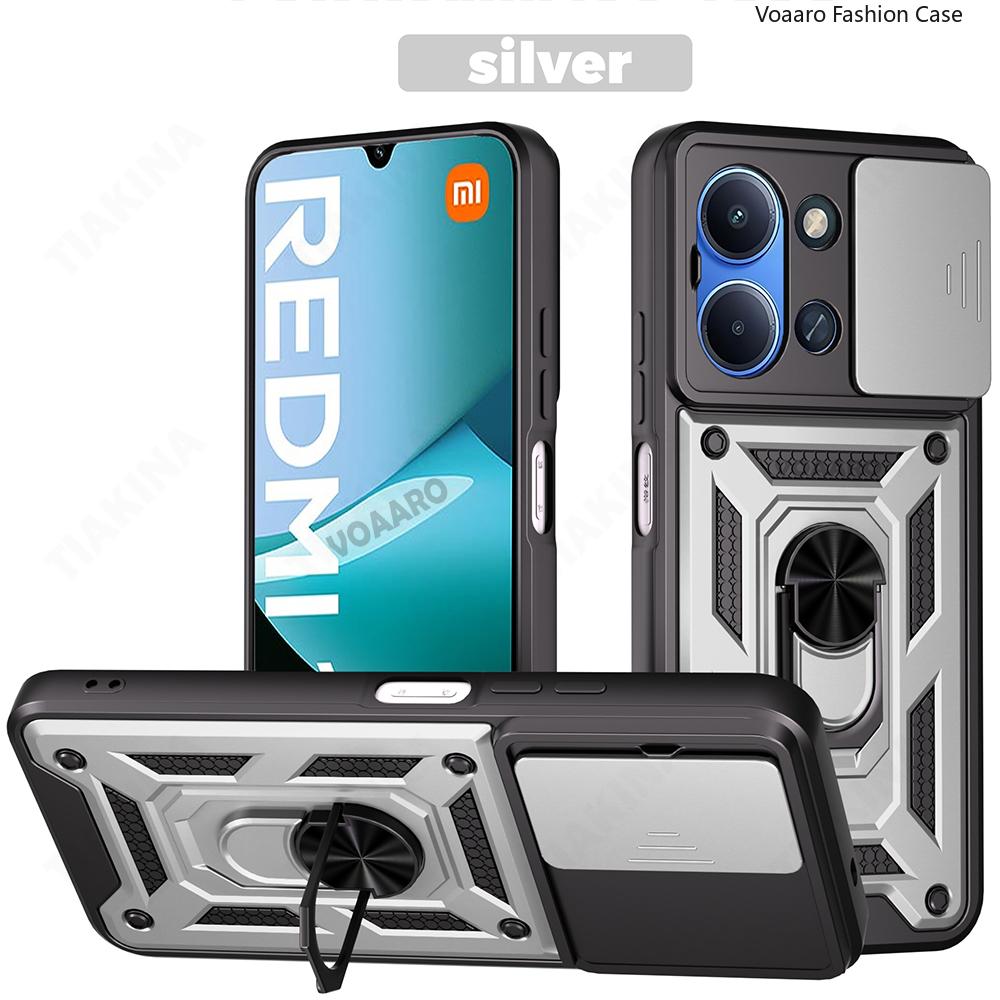 

Slide Lens Armor Funda for Xiaomi Redmi 15C 171mm Case for Redmi 15C EU 173mm Case Magnetic Ring Stand Holder Cover Capa for Redmi 15C 171mm серебряный