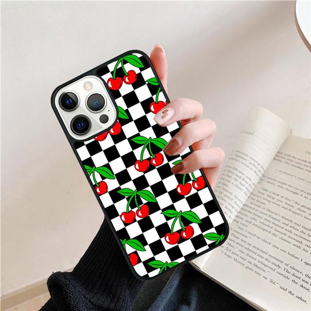 Checkered Sunflower Rose Design Cover For iPhone 17 Air 15 16 14 13 12 Pro Max 11 Pro Max Plus Phone Case Coque