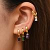 New Zircon Small Hoop Earrings for Women Multicolor Rectangle Crystal Pendant Cartilage Huggies Ear Buckle Fashion Zircon