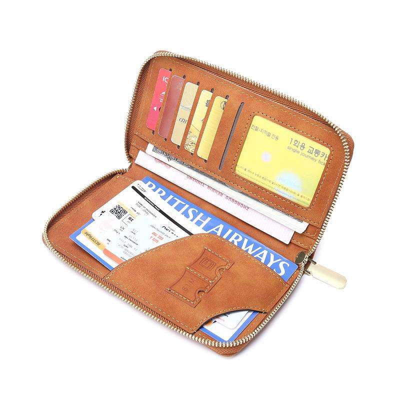 New long wallet, ticket document storage, travel mobile phone wallet, multifunctional zipper passport bag