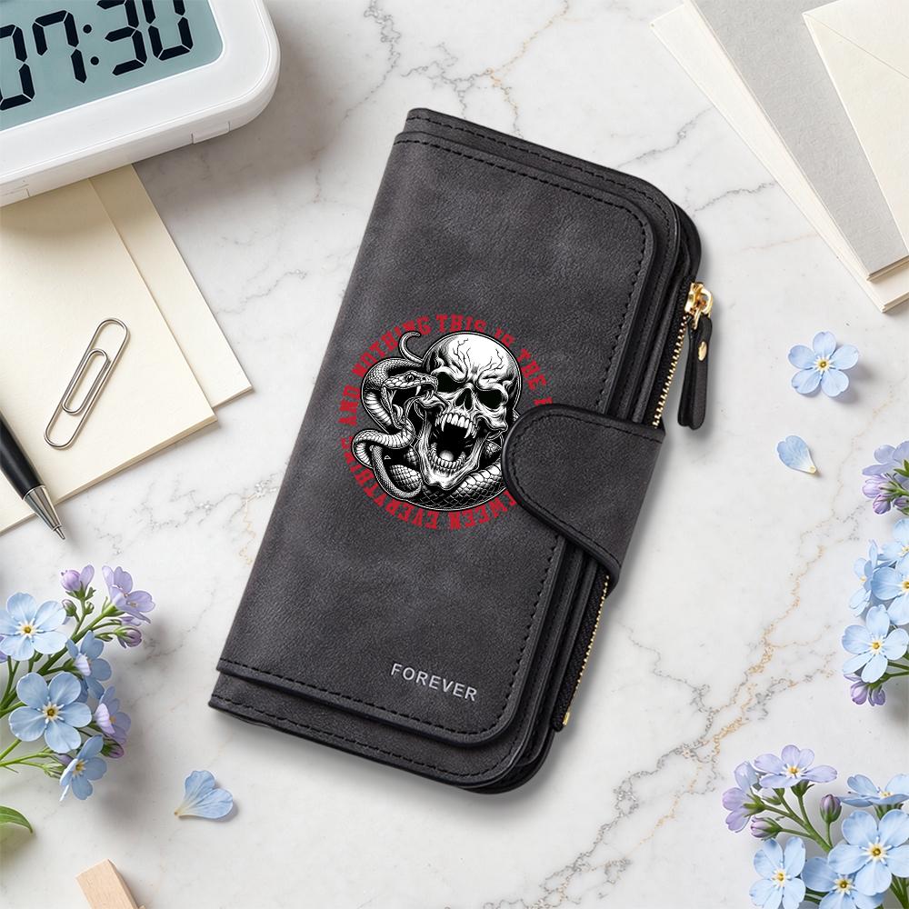 Gothic Skull Snake Pattern Long Wallet Multi Card Slot Casual Purse