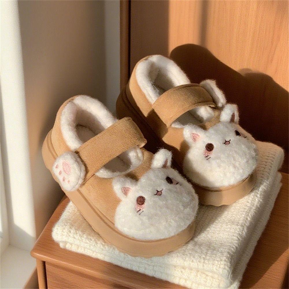 Cute Cartoon Cat Paw Shoes Anti Slip Kawaii Thick Warm Slippers Lolita Thick-sole Plush Floor Shoes Girls