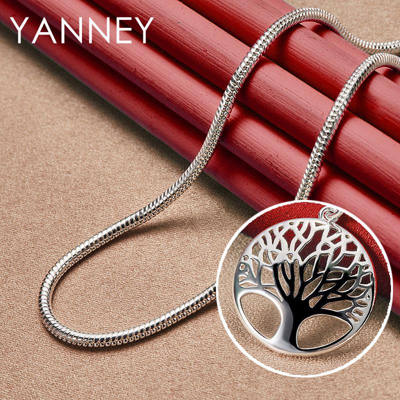 925 Sterling Silver 23MM 16-30 Inches Fine Round Tree of Life Necklace For Women Fashion Charm Wedding Gift Jewelry Accessories