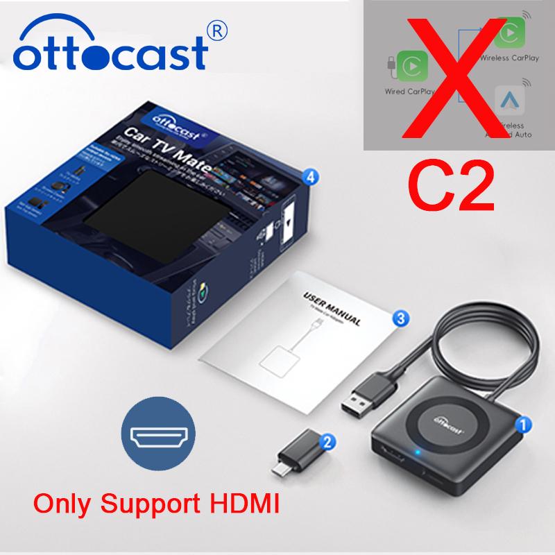 

OTTOCAST Car TV Mate C4 Wireless Android Auto CarPlay Adapter Support for HDMI input Video Converter for TV Sticks Game Consoles C2