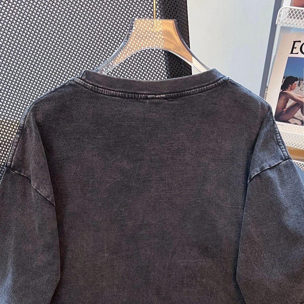 Women's High Street Distressed Retro Cotton T-shirt - Summer Loose Fit, Short Sleeve, Versatile Heavyweight