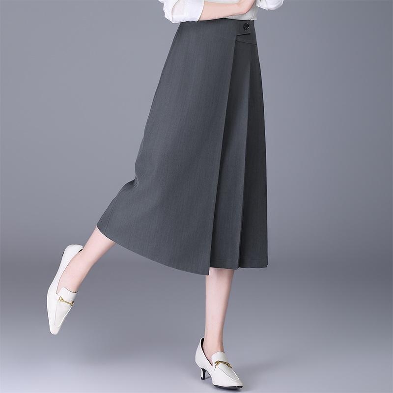 Women's Fashionable A-line Pleated Midi Skirt, High Waist, Slimming Large Hem, Casual 2026 Spring Collection