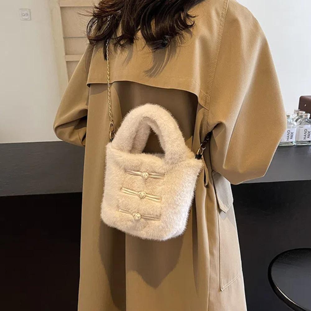 

Chain Furry Chain Handbag Pan Buckle Crossbody Bag Fleece Winter Shoulder Bag Work