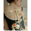 Long Sleeved Sun Protection Black V Neck One Piece Swimsuit Soaking Springs Korean Ins Backless Sexy Simple Covering Flesh