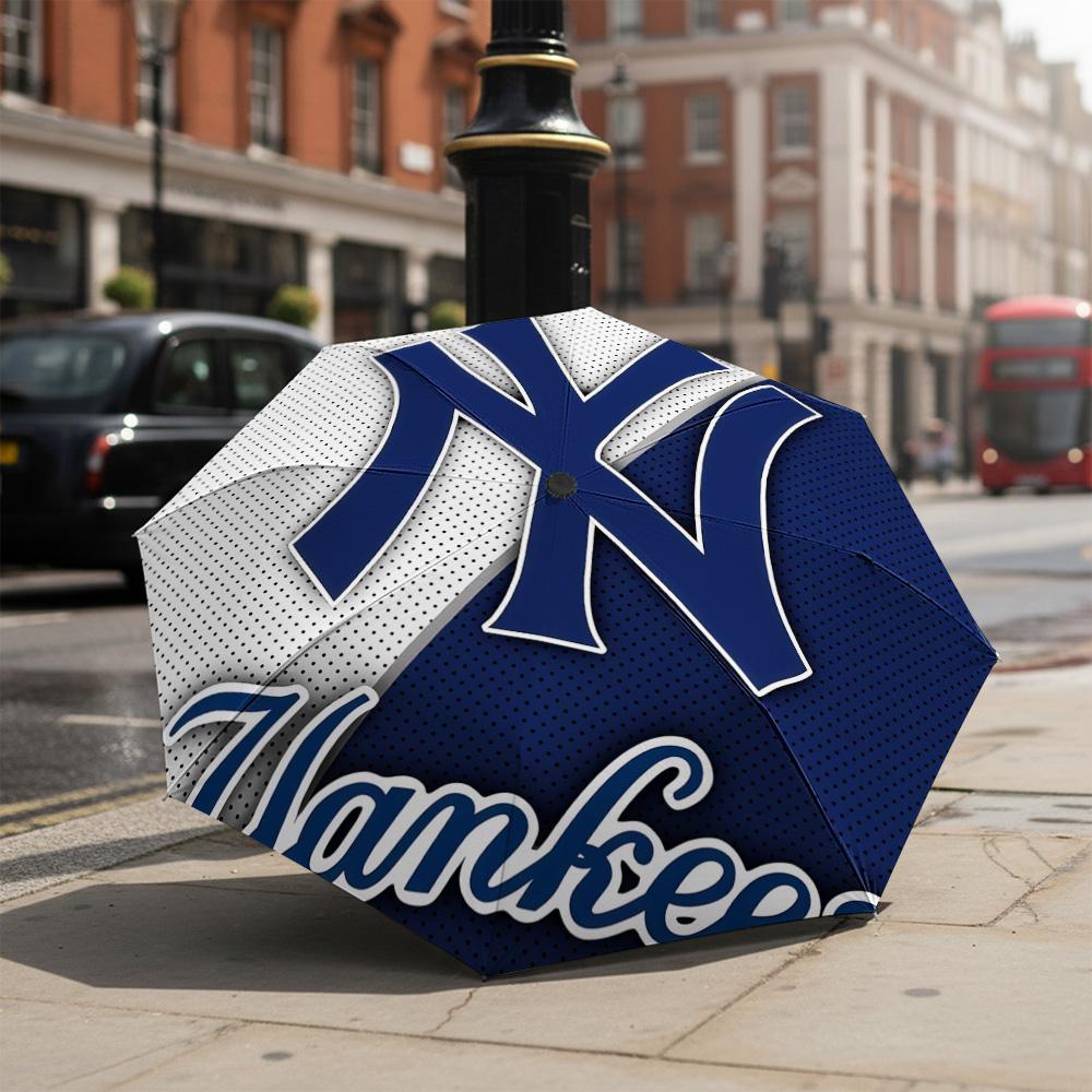 1 PC Automatic Folding Umbrella-New York Yankees Pattern, Portable & Foldable Design with 8 Ribs, Christmas Birthday Gifts
