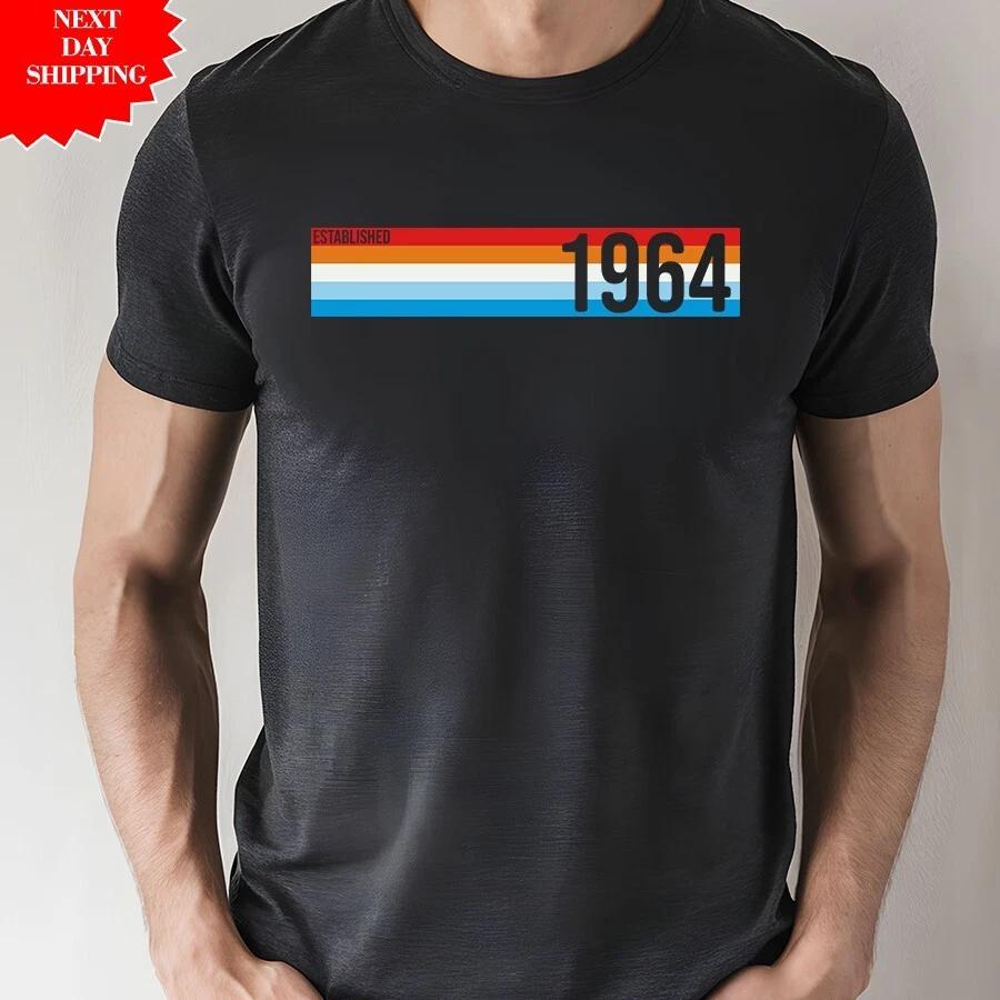 Established 1964 T Shirt Printed 61th Birthday Gift Funny Vintage Crew Neck Top S