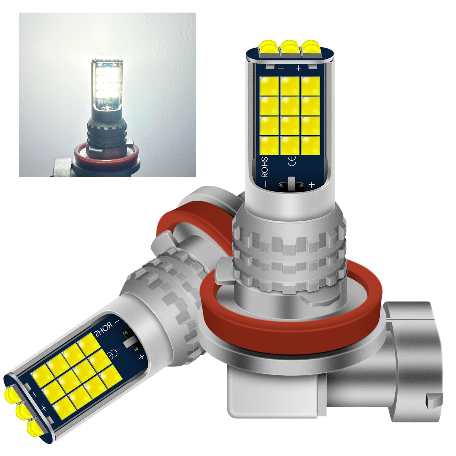 

Fenikso H11 H16 H8 LED Fog Lamp, White, 6500K, 360° Luminous, Fanless, Quiet, Small, H8/H11 белый