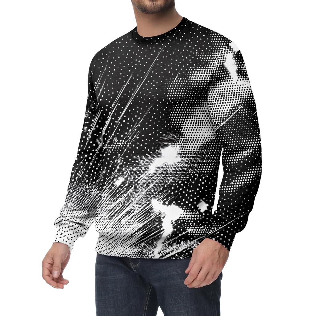 Men's Casual Fashion Printed Round Neck Pullover Sweatshirt