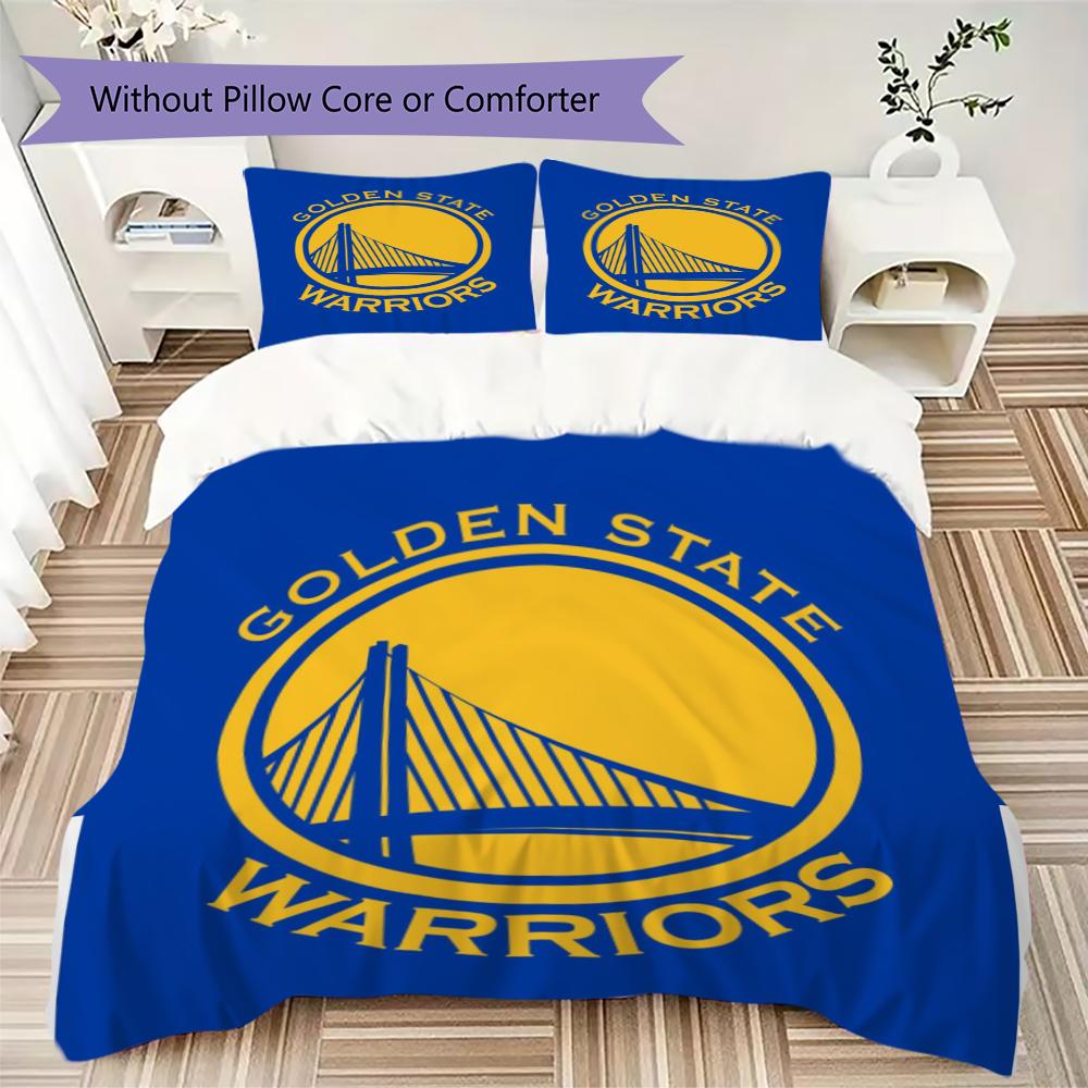 Golden State Warriors Pattern Bedding Uilt Set Uilt Cover Pillowcase Home Decoration Birthday Gift (1 * Duvet Cover + 2 * Pillowcase Without Core)