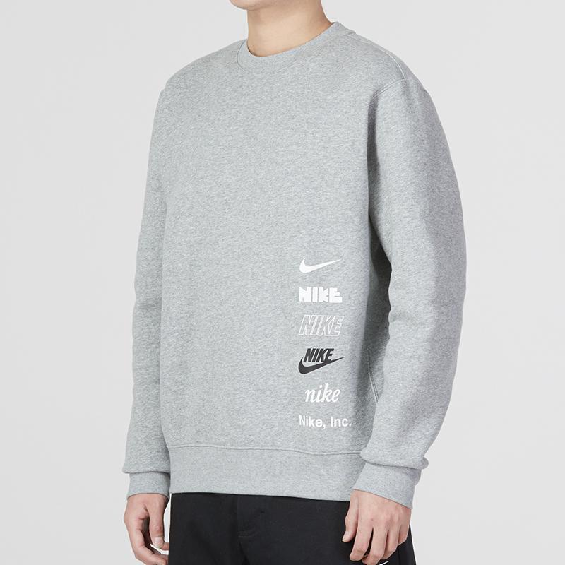Nike Club + BB Crew Sweatshirt With Logo Fleece Men Tops Grey DX0782-063