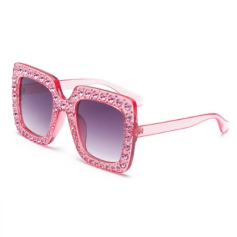 Trendy Square Frame Sunglasses With Oversized Rhinestones For Unique Fashion Style And Uv380 Protection